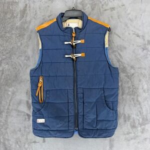 Marshall Artist Mens M. 27 A. Dry Wax Coated‎ Cotton Quilted Toggle Vest Navy M